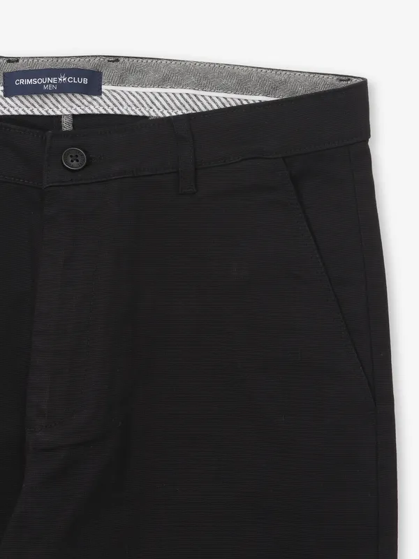CRIMSOUNE CLUB black cotton straight fit multi pocket trousers for men