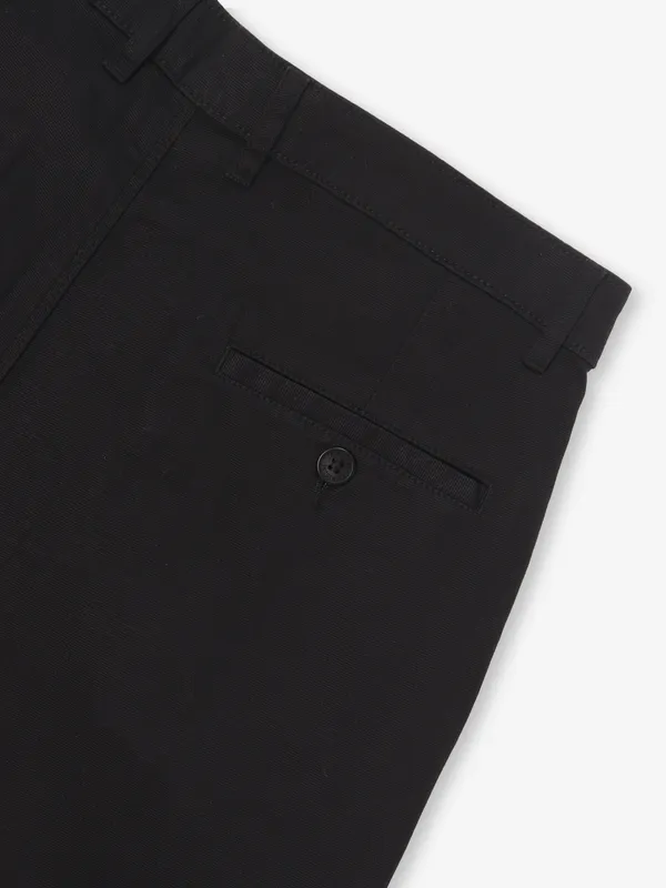 CRIMSOUNE CLUB black cotton straight fit multi pocket trousers for men