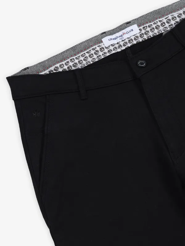CRIMSOUNE CLUB black cotton urban fit trousers for men