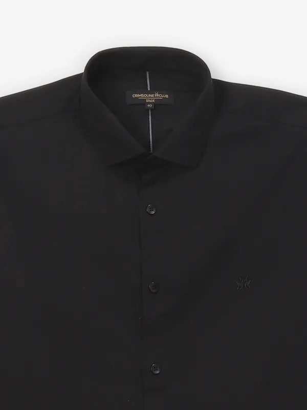CRIMSOUNE CLUB black plain silk shirt