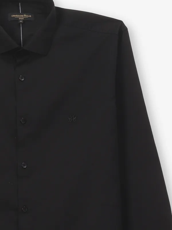 CRIMSOUNE CLUB black plain silk shirt