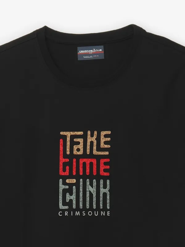 CRIMSOUNE CLUB black printed cotton t-shirt