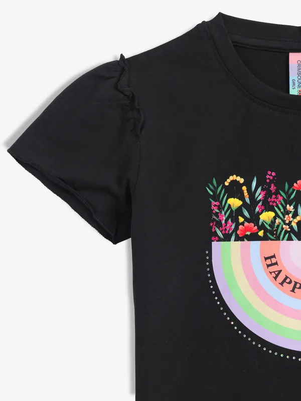 CRIMSOUNE CLUB black printed t-shirt