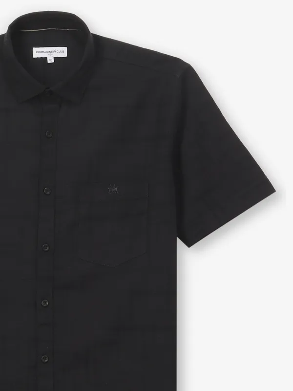 CRIMSOUNE CLUB black texture cotton shirt