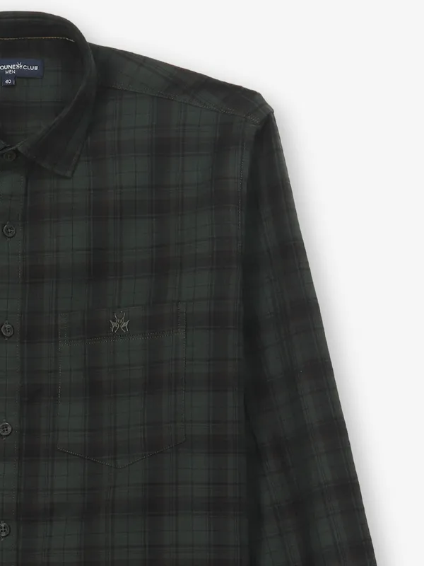CRIMSOUNE CLUB bottle green checks cotton shirt