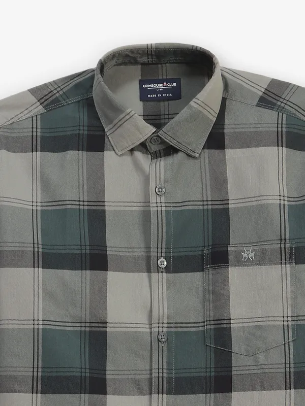 CRIMSOUNE CLUB bottle green checks shirt