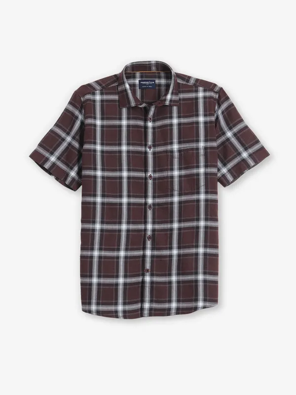 CRIMSOUNE CLUB brown checks shirt