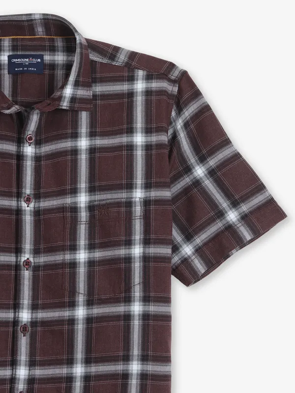 CRIMSOUNE CLUB brown checks shirt