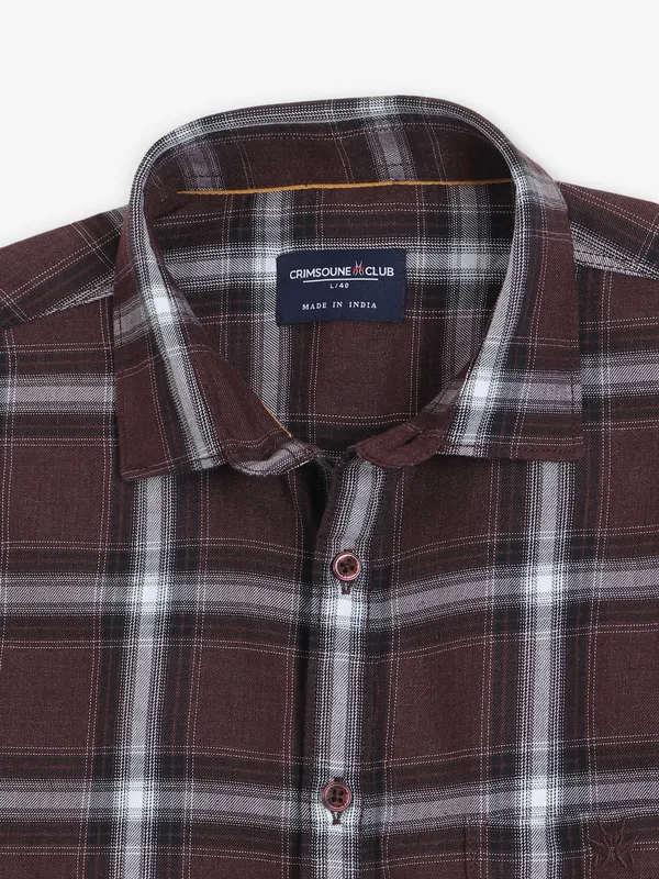CRIMSOUNE CLUB brown checks shirt