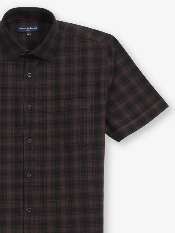 CRIMSOUNE CLUB brown checks shirt for men