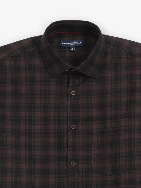 CRIMSOUNE CLUB brown checks shirt for men