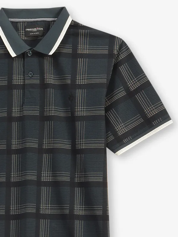 CRIMSOUNE CLUB checks grey cotton t-shirt