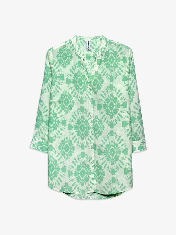 Crimsoune Club cotton light green printed shirt