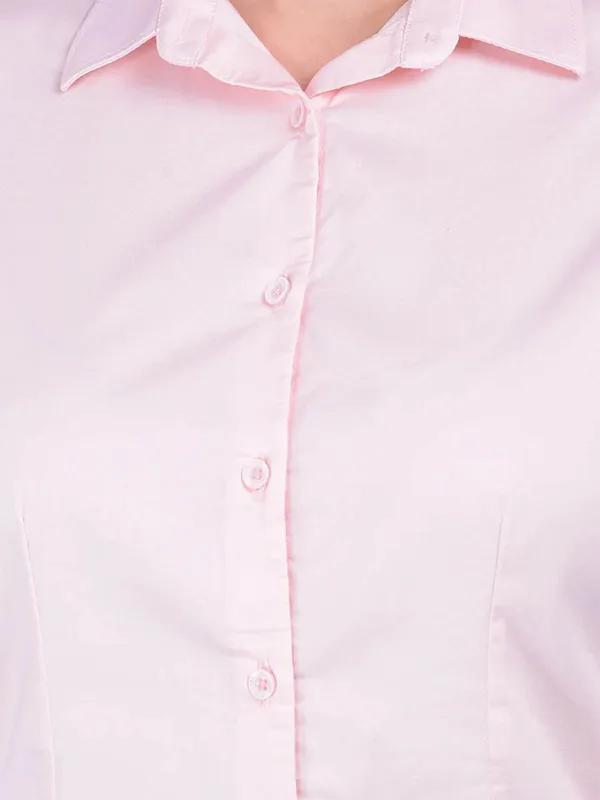 CRIMSOUNE CLUB cotton plain pink shirt