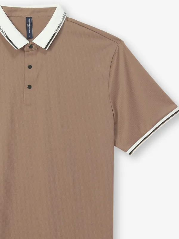 CRIMSOUNE CLUB cotton plain t shirt in coffee brown
