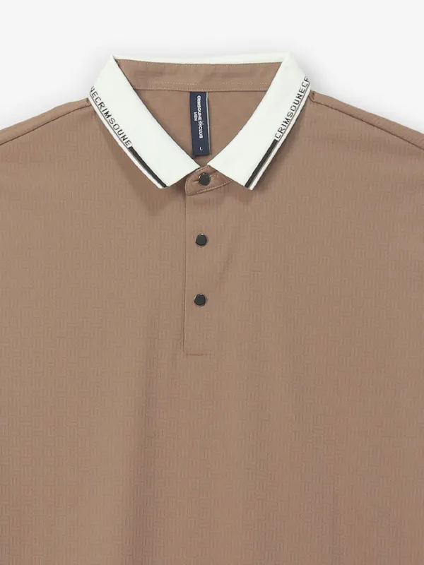 CRIMSOUNE CLUB cotton plain t shirt in coffee brown