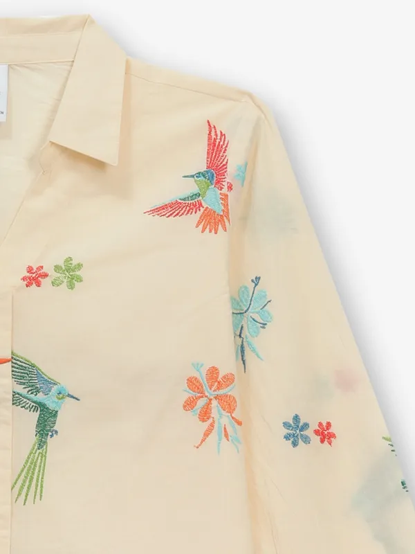 CRIMSOUNE CLUB cream cotton shirt