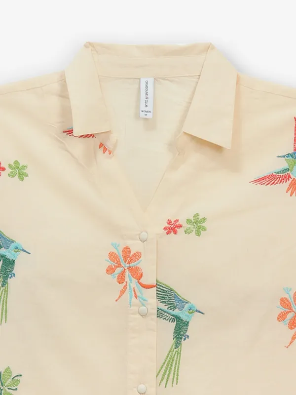 CRIMSOUNE CLUB cream cotton shirt