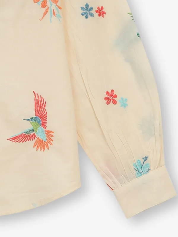 CRIMSOUNE CLUB cream cotton shirt