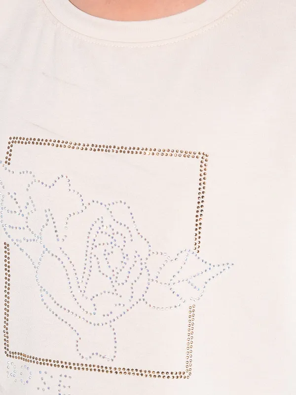 CRIMSOUNE CLUB cream cotton t-shirt