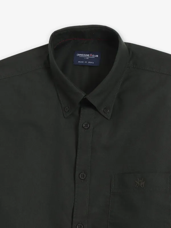 CRIMSOUNE CLUB dark green cotton shirt