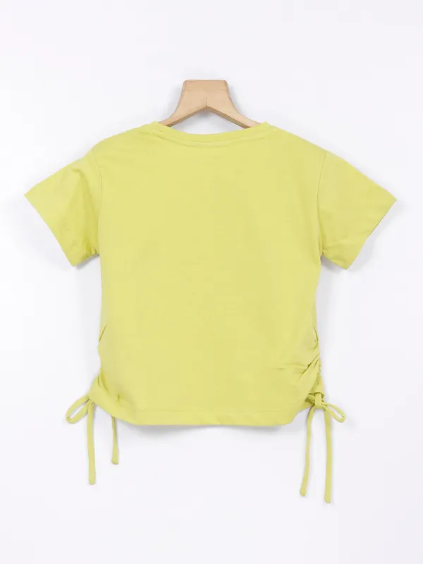 Crimsoune Club green cotton printed t shirt