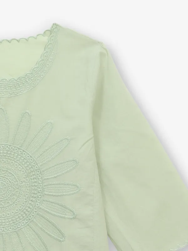 CRIMSOUNE CLUB green cotton silk top