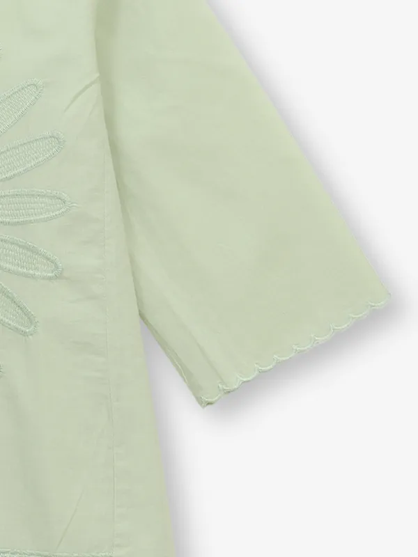CRIMSOUNE CLUB green cotton silk top