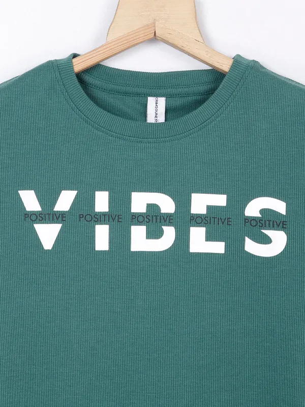 Crimsoune Club green knitted printed top