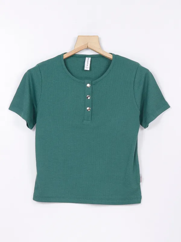 Crimsoune Club green plain knitted t shirt