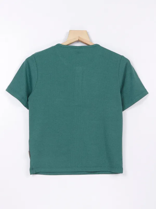 Crimsoune Club green plain knitted t shirt