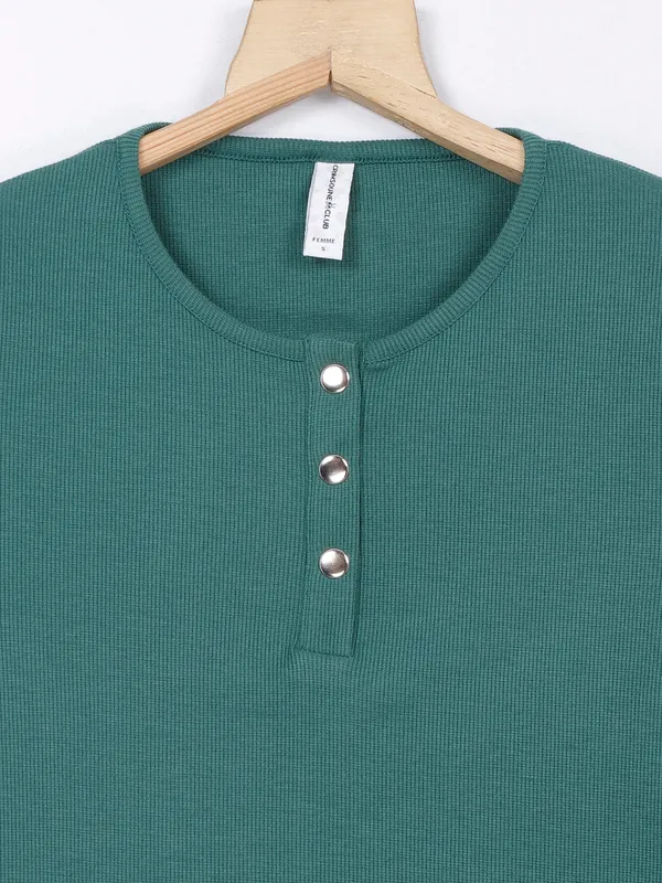 Crimsoune Club green plain knitted t shirt