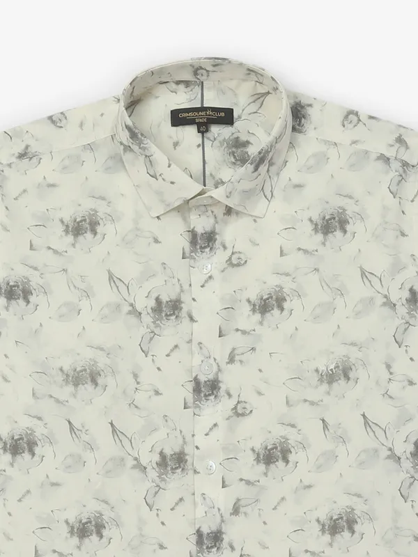 CRIMSOUNE CLUB grey cotton printed shirt for mens wear