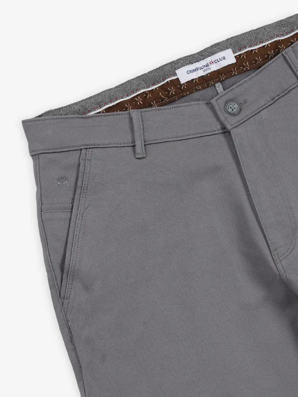 CRIMSOUNE CLUB grey cotton urban fit trousers for men