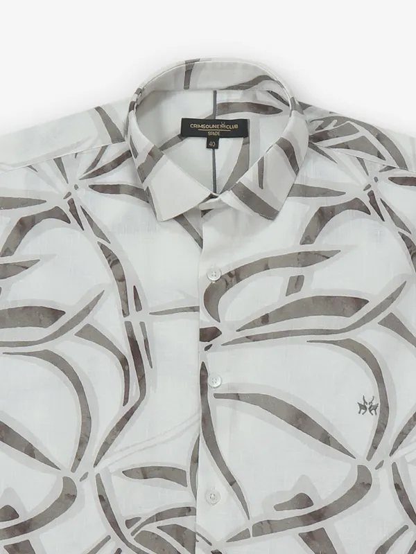 CRIMSOUNE CLUB grey printed cotton shirt