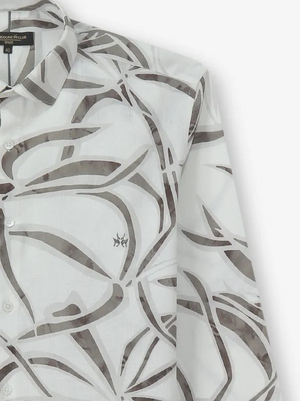 CRIMSOUNE CLUB grey printed cotton shirt