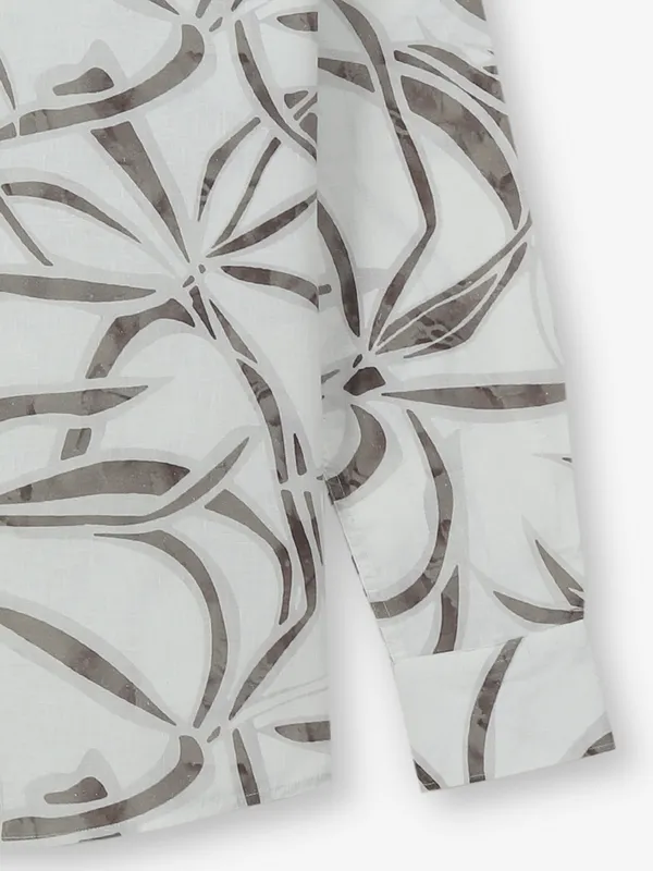 CRIMSOUNE CLUB grey printed cotton shirt