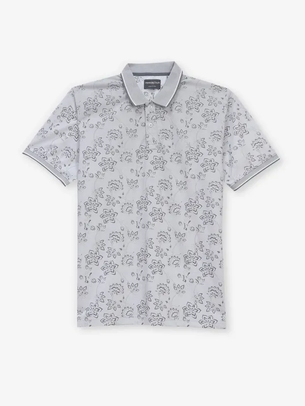 CRIMSOUNE CLUB grey printed polo t-shirt