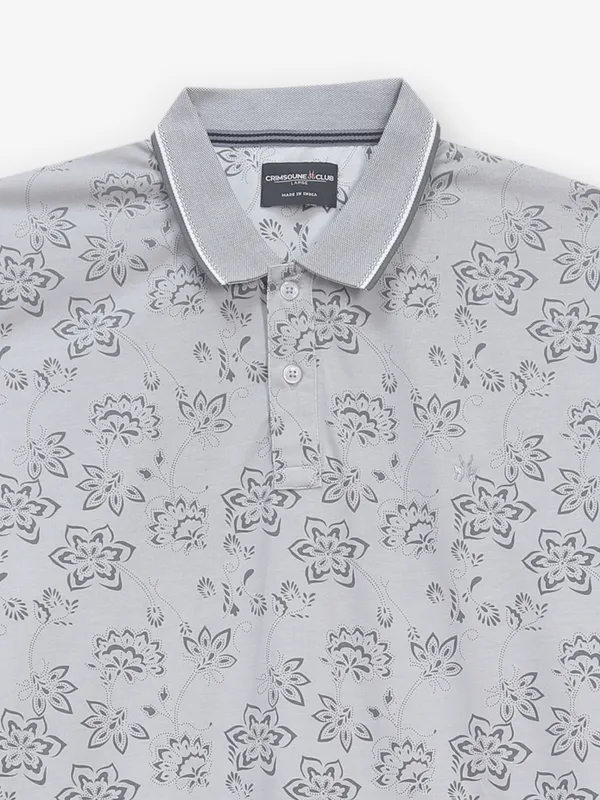 CRIMSOUNE CLUB grey printed polo t-shirt