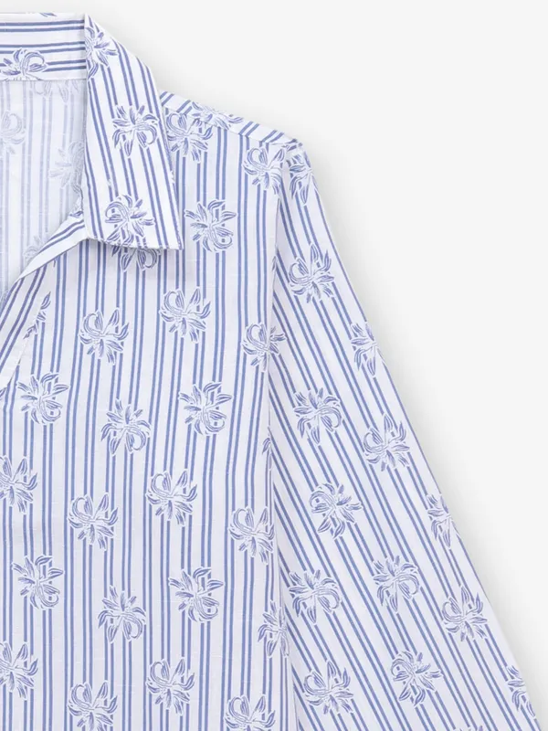 CRIMSOUNE CLUB indigo blue printed top