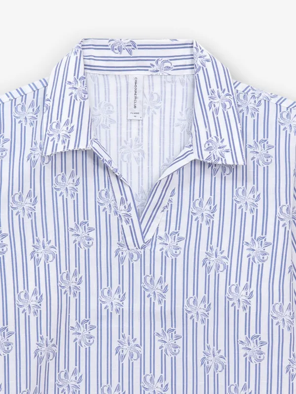 CRIMSOUNE CLUB indigo blue printed top
