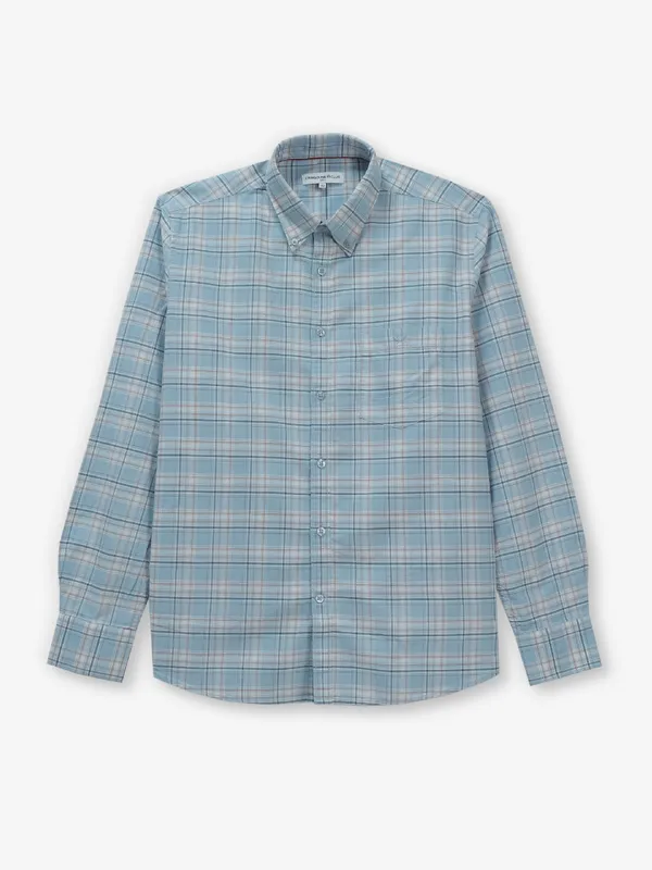 CRIMSOUNE CLUB light blue checks cotton shirt