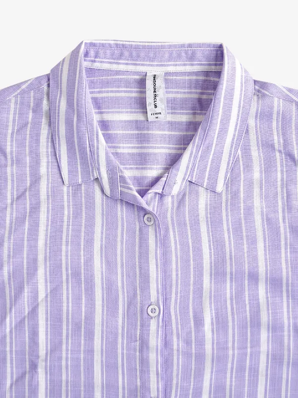 Crimsoune Club light purple stripe long shirt