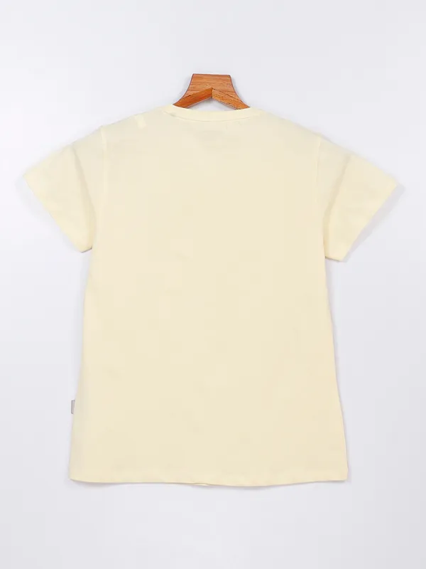 Crimsoune Club light yellow cotton t shirt