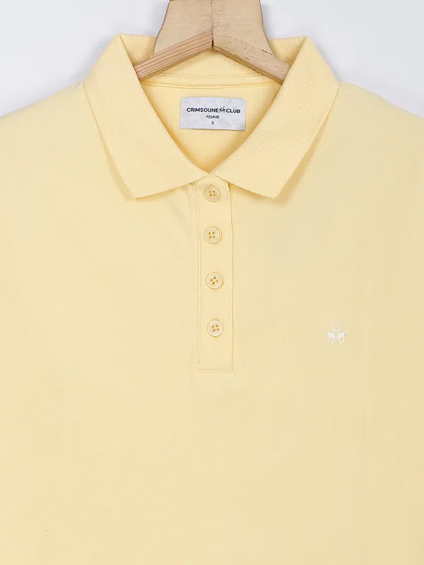 Crimsoune Club light yellow plain t shirt