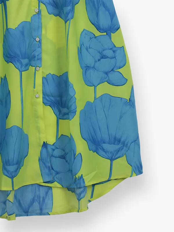CRIMSOUNE CLUB lime green cotton casual wear dress