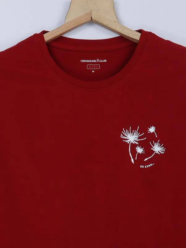 Crimsoune Club maroon plain cotton t shirt