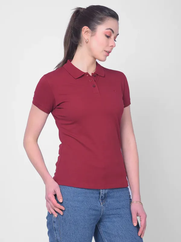 Crimsoune Club maroon plain t-shirt