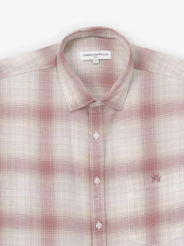 CRIMSOUNE CLUB mauve purple checks cotton shirt
