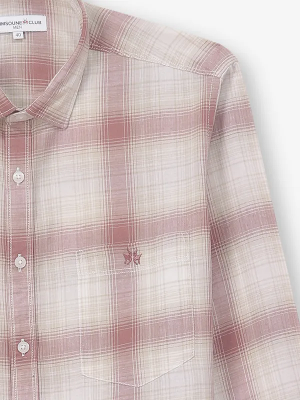 CRIMSOUNE CLUB mauve purple checks cotton shirt
